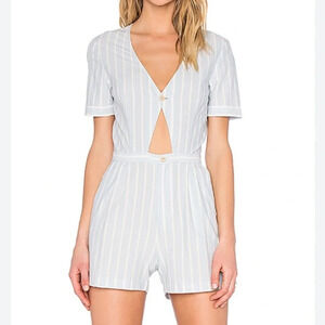 Saylor Willa Blue Striped Cut Out Front Romper